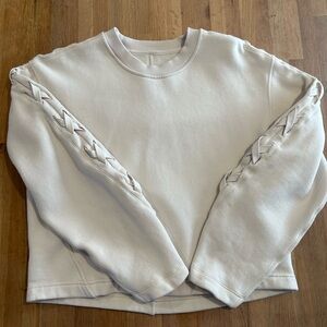 lululemon athletica Off-White Sweatshirt with Braided Sleeves